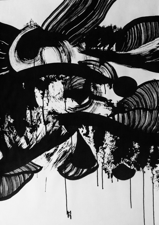 Peinture intitulée "Comp 8" par Charly Bonneau, Œuvre d'art originale, Encre