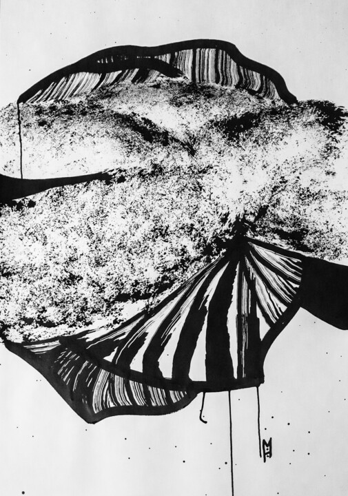 Malerei mit dem Titel "Symbioses 7" von Charly Bonneau, Original-Kunstwerk, Tinte