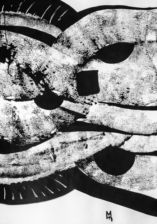 Картина под названием "Symbioses 9" - Charly Bonneau, Подлинное произведение искусства, Чернила
