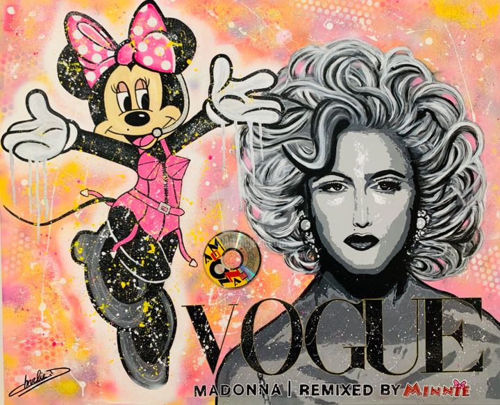 Pintura titulada "Minnie Madonna" por Charlie D, Obra de arte original, Acrílico Montado en Bastidor de camilla de madera