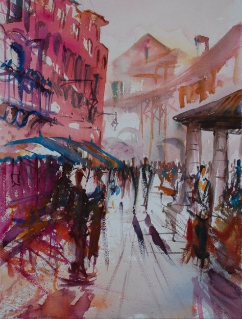 Painting titled "Auvillard" by Charly, Original Artwork, Watercolor