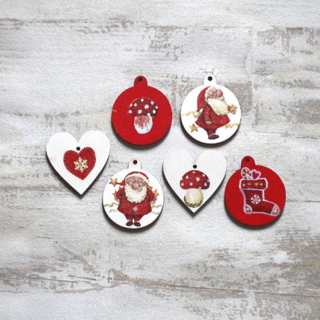 Décorations De Noël En Bois Blanc Et Rouge Artcraft By