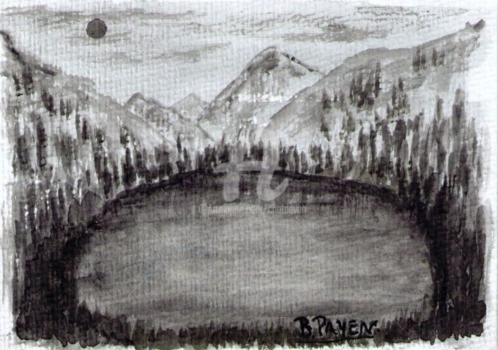 Aquarelle Lac De Montagne Painting By B Payen Artmajeur
