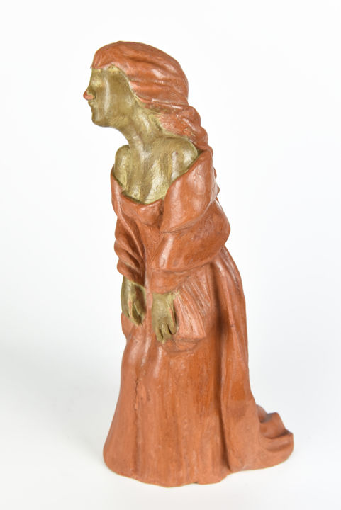 Skulptur mit dem Titel "La silencieuse" von Muriel Bouchy, Original-Kunstwerk, Terra cotta