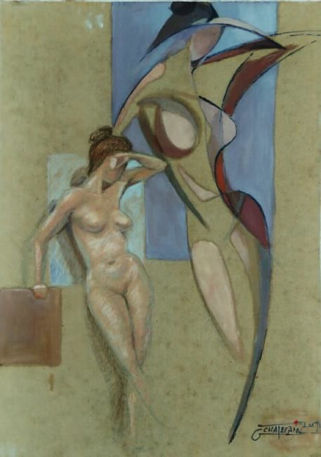 Malerei mit dem Titel "nue" von Guy Chatelain, Original-Kunstwerk