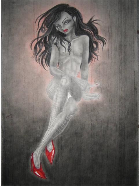 Drawing titled "tacones rojos" by Lalo Chator, Original Artwork, Other