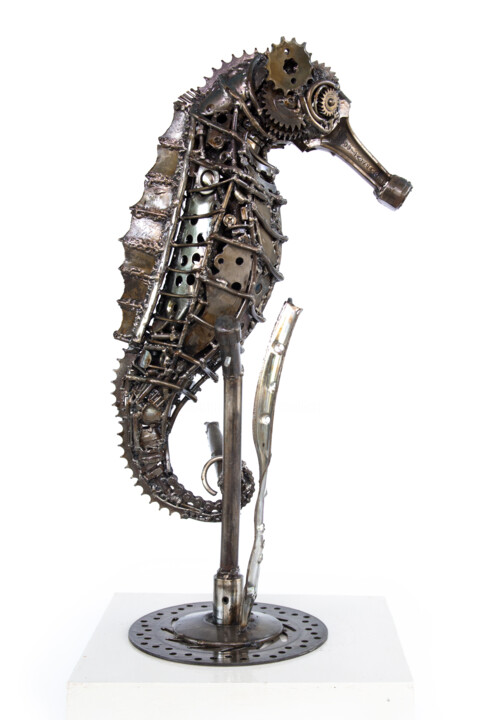 Sculpture titled "Metal seahorse scul…" by Chatree Choorachatatorn (Mari9art), Original Artwork, Metals