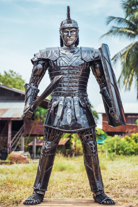 Sculpture titled "Roman warrior metal…" by Chatree Choorachatatorn (Mari9art), Original Artwork, Metals