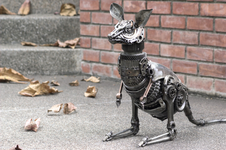 Sculpture intitulée "Metal Kangaroo" par Chatree Choorachatatorn (Mari9art), Œuvre d'art originale, Métaux