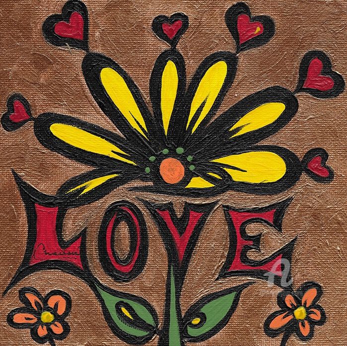 Painting titled "Love" by Genevieve Chausse, Original Artwork, Acrylic
