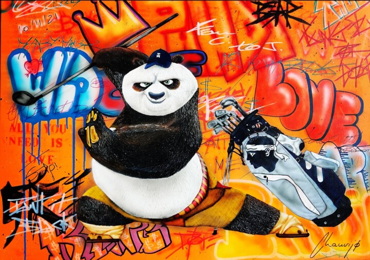 "̶T̶i̶g̶e̶r̶ Panda Woods" başlıklı Tablo Chauvijo tarafından, Orijinal sanat, Akrilik