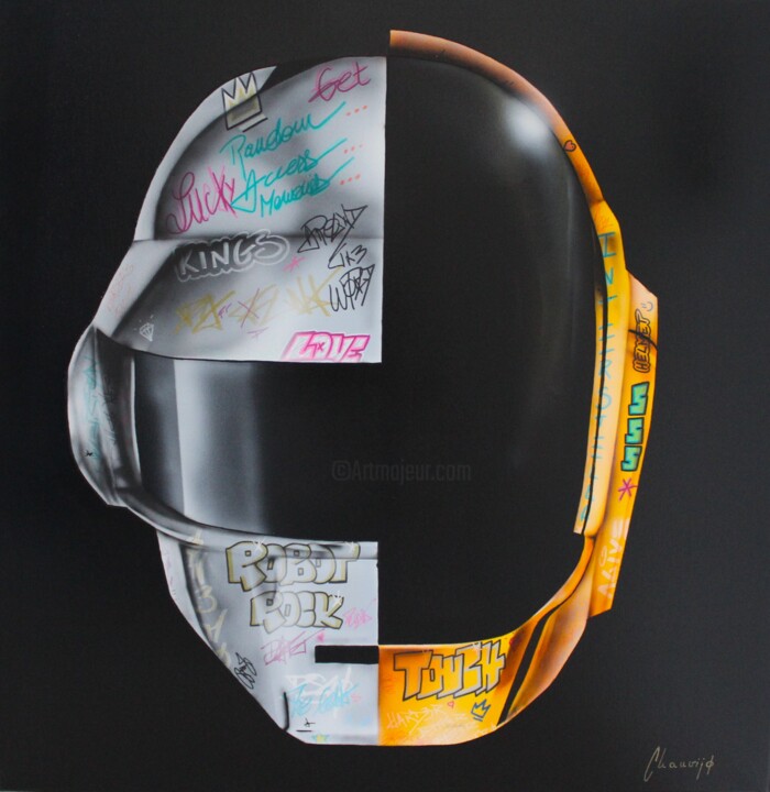 Painting titled "Random Daft Punk" by Chauvijo, Original Artwork, Acrylic