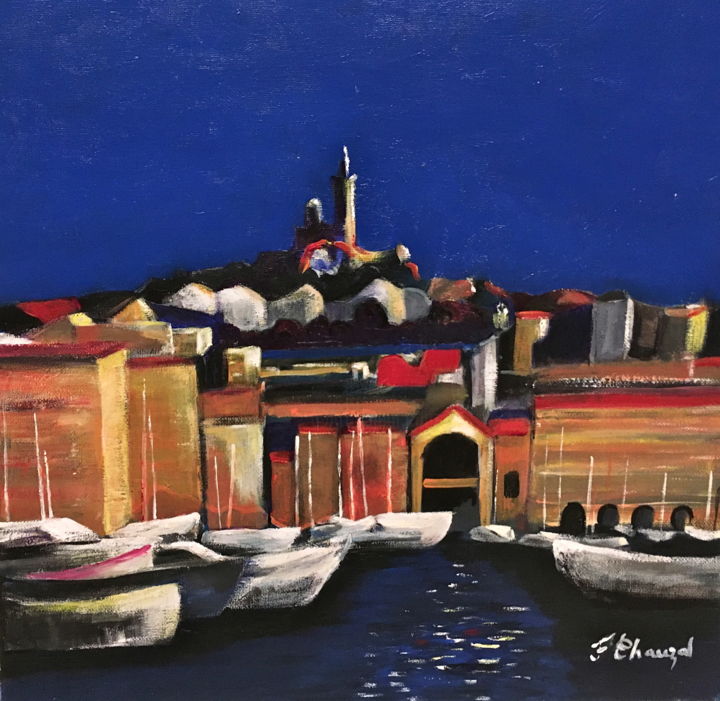 Peinture intitulée "Marseille vieux port" par Chauz, Œuvre d'art originale, Acrylique Monté sur Châssis en bois