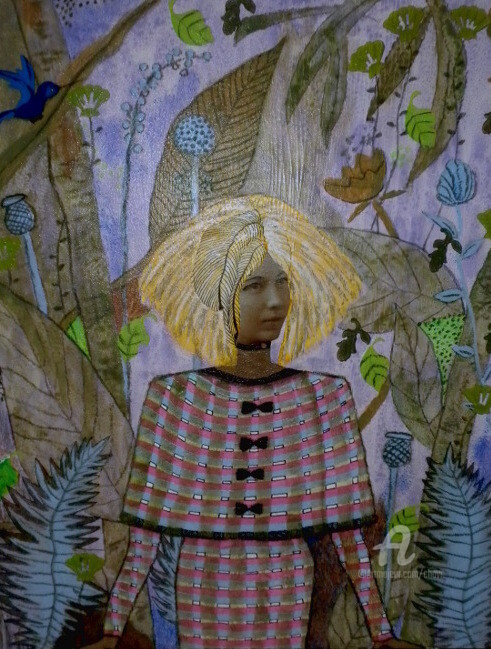 Pintura titulada "La fille en tailleu…" por Chavi, Obra de arte original, Acrílico Montado en Bastidor de camilla de madera