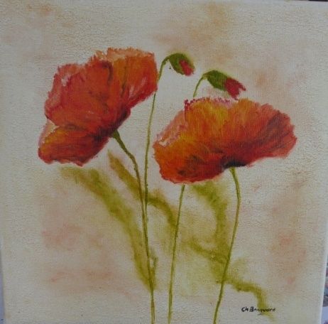 Painting titled "coquelicots-b2-" by Christian Broquard, Original Artwork