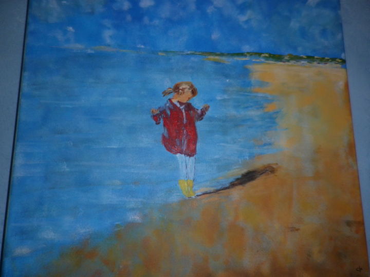 Painting titled "Fillette bord de mer" by Chantal Charbeau, Original Artwork, Acrylic