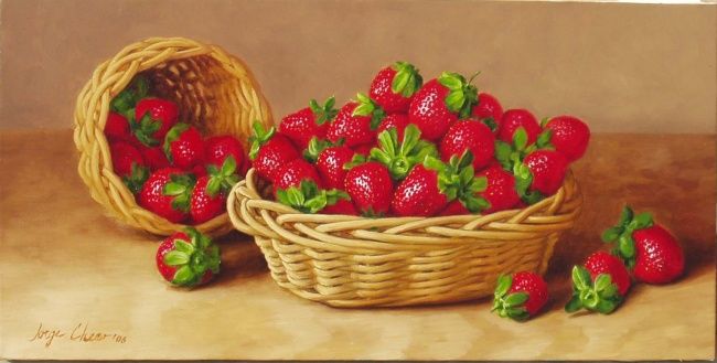 Peinture intitulée "fresas" par Jorge Checo, Œuvre d'art originale