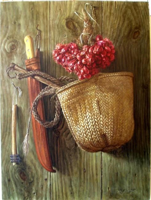 Pittura intitolato "cebollas y macuto" da Jorge Checo, Opera d'arte originale