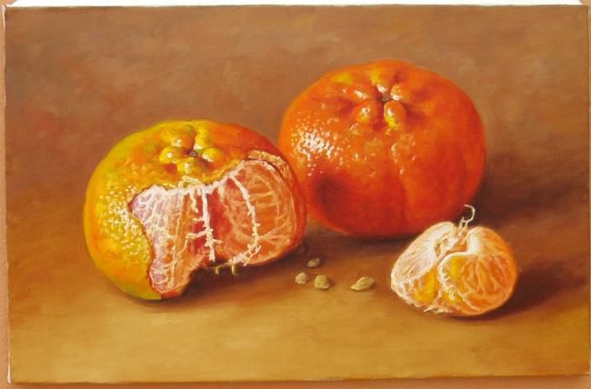 Schilderij getiteld "mandarinas III" door Jorge Checo, Origineel Kunstwerk