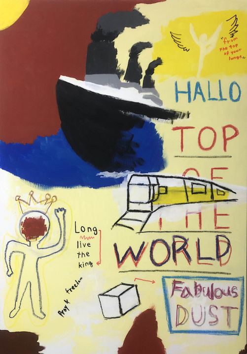 Painting titled "Top of the world" by Taeyang Hong, Original Art, Gouache