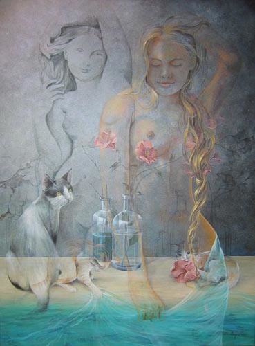 Pintura titulada "El Baño" por Chelin Sanjuan, Obra de arte original