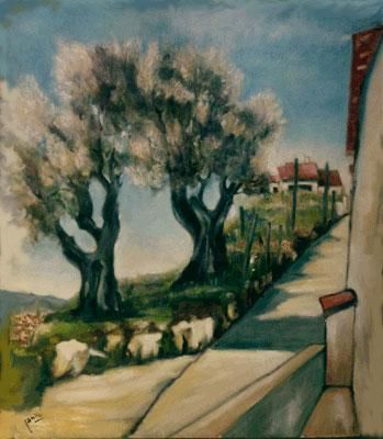 Peinture intitulée "les oliviers en pro…" par Yankel, Œuvre d'art originale