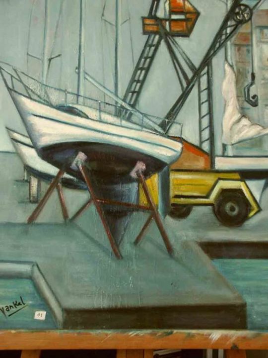 Painting titled "le carenage port de…" by Yankel, Original Artwork