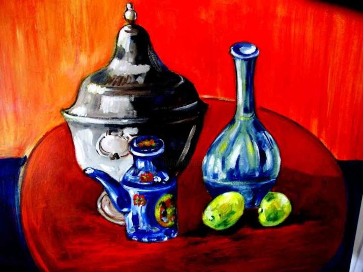 Painting titled "le pot en etain" by Yankel, Original Artwork