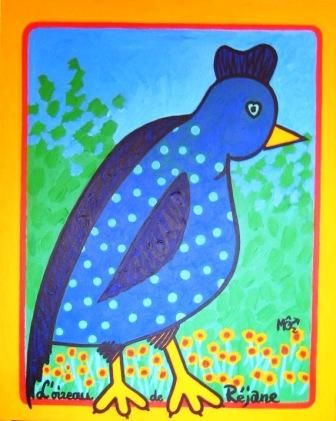 Pintura titulada "l'oiseau de rejane" por Mo-S, Obra de arte original, Oleo