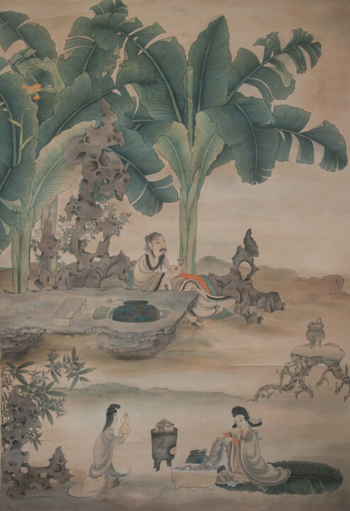 绘画 标题为“蕉林酌酒圖” 由辰君草堂 無憂, 原创艺术品, 墨