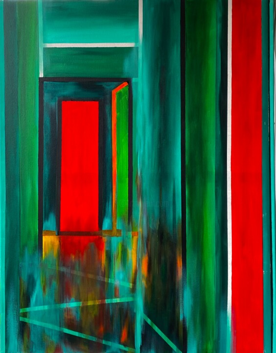 Painting titled "Melting Red Gate" by Chenny, Original Artwork, Acrylic