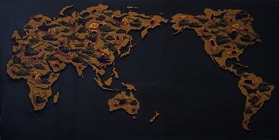 Pintura intitulada "World Map" por Chenqiuchi, Obras de arte originais