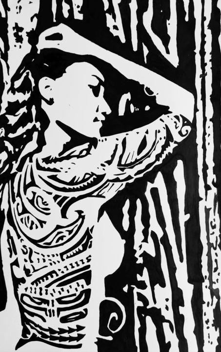 Dibujo titulada "Vaiana" por Che Pollux, Obra de arte original, Acrílico