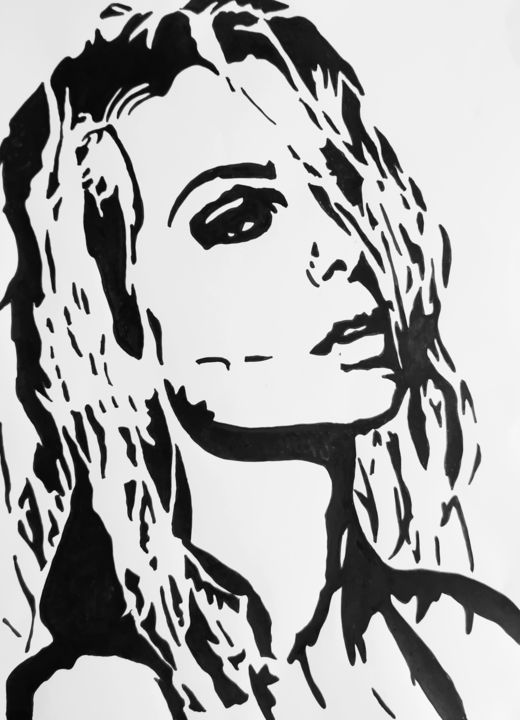 Drawing titled "Louisa" by Che Pollux, Original Artwork, Acrylic