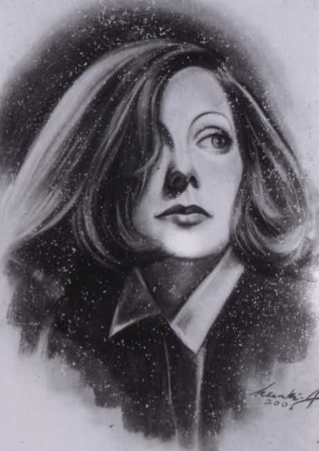 Drawing titled "Greta Garbo" by Kadi Cheraki, Original Artwork