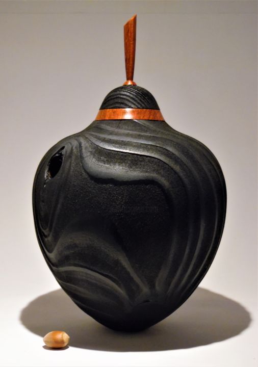 Sculptuur getiteld "En rouge et noir" door Benjamin Pascual, Origineel Kunstwerk, Hout