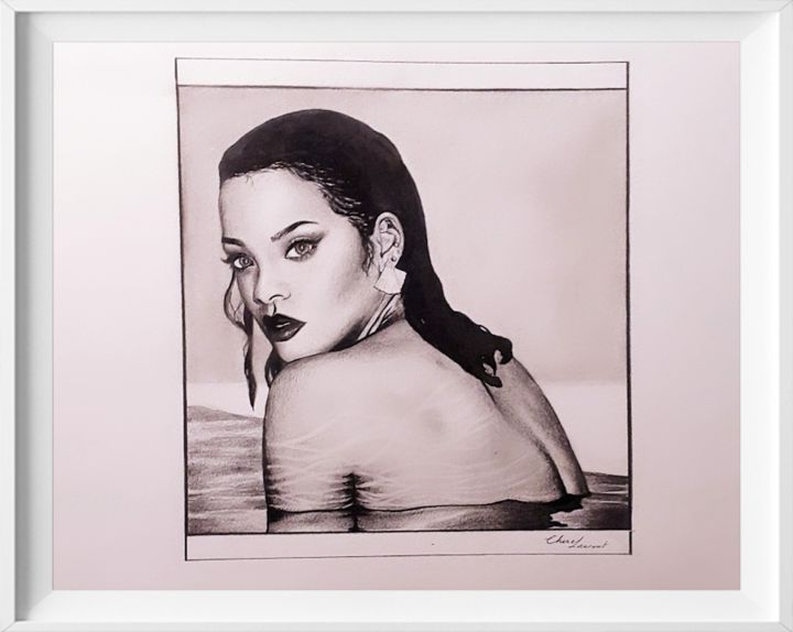 Malerei mit dem Titel "Rihanna" von Chérel Laurent, Original-Kunstwerk, Tinte