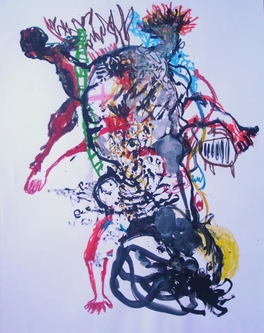 Pintura intitulada "chamane" por Cheri Crevure, Obras de arte originais, Acrílico