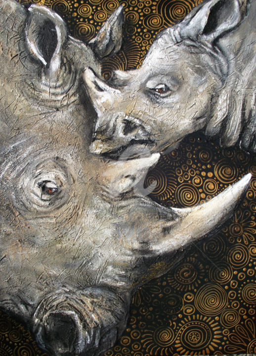 Painting titled "Rhino's — Spiral of…" by Cherie Roe Dirksen, Original Artwork, Acrylic