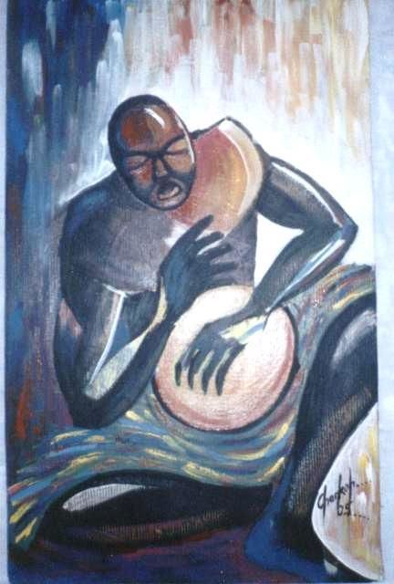 Картина под названием "akwaaba" - Emmanuel Cherkoh, Подлинное произведение искусства