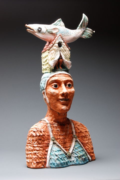 Sculpture titled "Flying Fish" by Cheryl Tall, Original Artwork, Ceramics