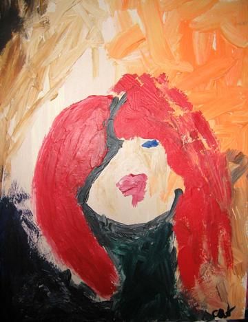 Painting titled "Red Head" by Cheryl Townsend, Original Artwork, Oil
