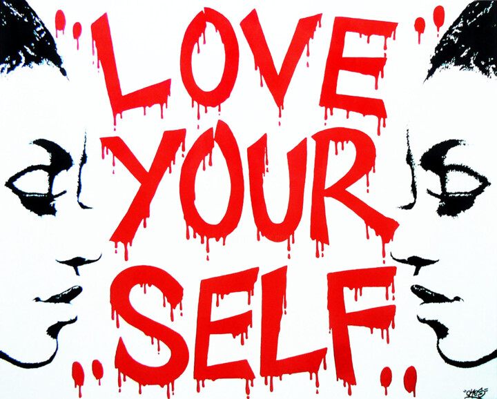 Druckgrafik mit dem Titel "Love yourself" von Ches Graffiti Designs, Original-Kunstwerk, Digitaldruck