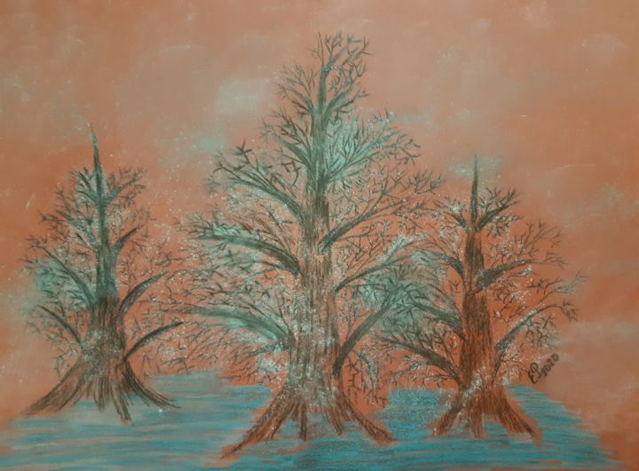 Цифровое искусство под названием "3 дерева" - Ирина Закопец (Е.Р.), Подлинное произведение искусства, Цифровая живопись