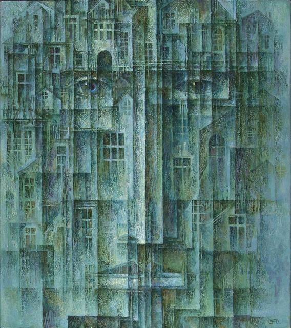 Malerei mit dem Titel ""В Городе дождь" 7+…" von Sergei Chesnokov Ladyzhenskii, Original-Kunstwerk, Andere