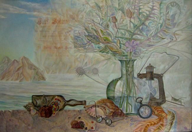 Schilderij getiteld ""Созерцание"" door Sergei Chesnokov Ladyzhenskii, Origineel Kunstwerk