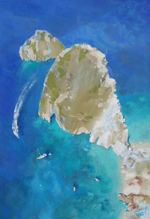 Peinture intitulée "Zante. Grecia" par Chesnov Evgenii, Œuvre d'art originale, Huile