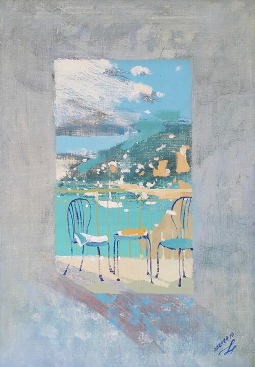 Peinture intitulée "Mattino in Amalfi" par Chesnov Evgenii, Œuvre d'art originale, Huile