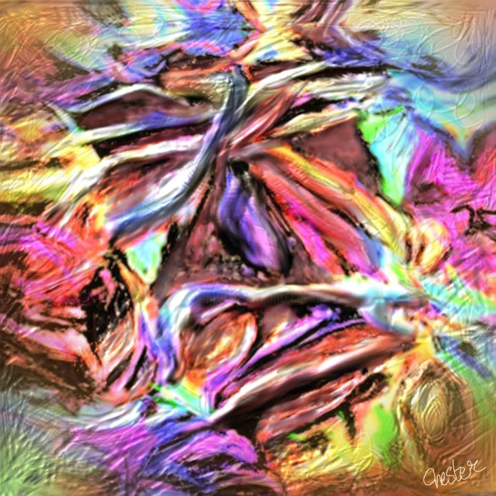 Digital Arts titled "Le danse de papillon" by Richard Raveen Chester, Original Artwork, Digital Painting