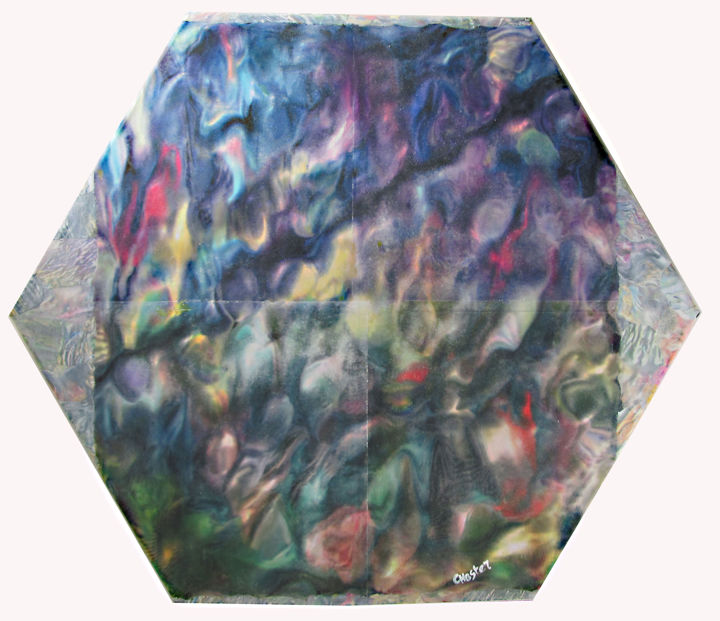 Digitale Kunst mit dem Titel "Reflet dans un miro…" von Richard Raveen Chester, Original-Kunstwerk, Collagen